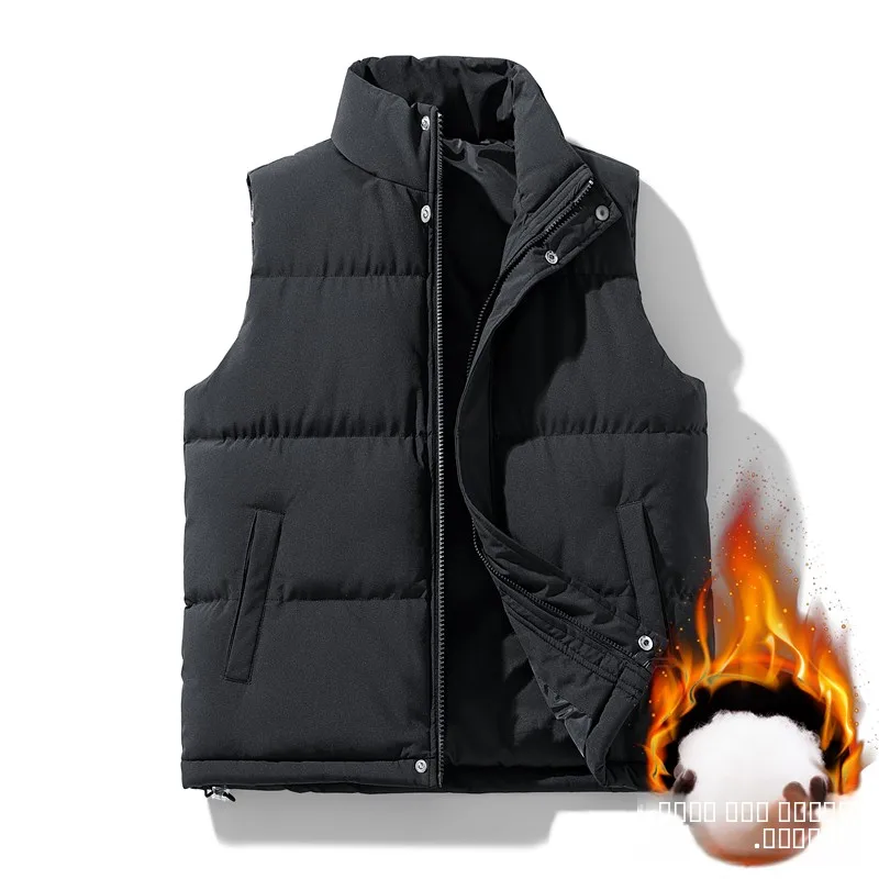 

Thiened Warm Cotton Vest Men's Youth Svel Stand Collar Windproof oulder Pad Jaet Outerwear for Winter Casual Wear
