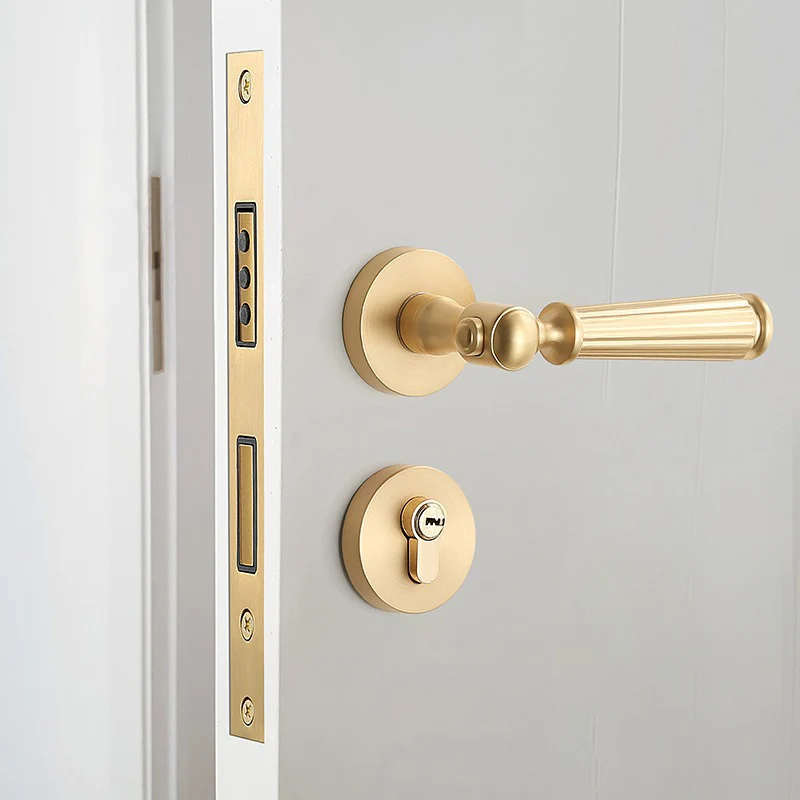 Imagem -04 - Sucção Magnética Silent Split Door Handle Banheiro e Quarto Door Lock Interior de Madeira Door Lock Acessórios