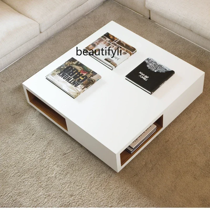 

x11Modern Paint Square Coffee Table Living Room Cream Style Home Italian Tea Table Complete Set Square Table