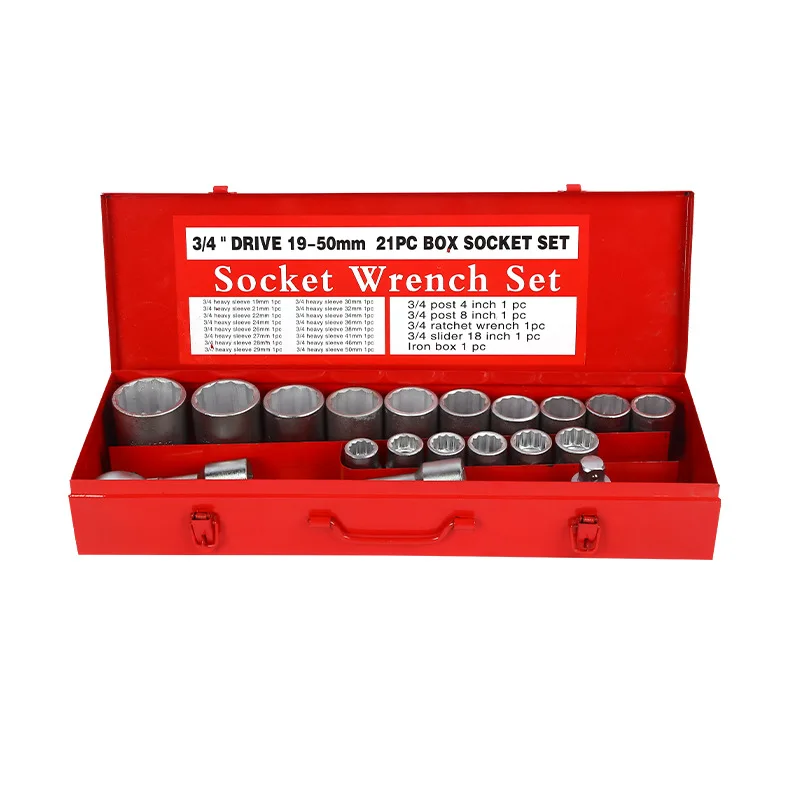 Heavy Duty 21Pcs/14Pcs PLX Six-sleeve Ratchet Combination Iron Box Connector 19MM Series Engine Repair Tools