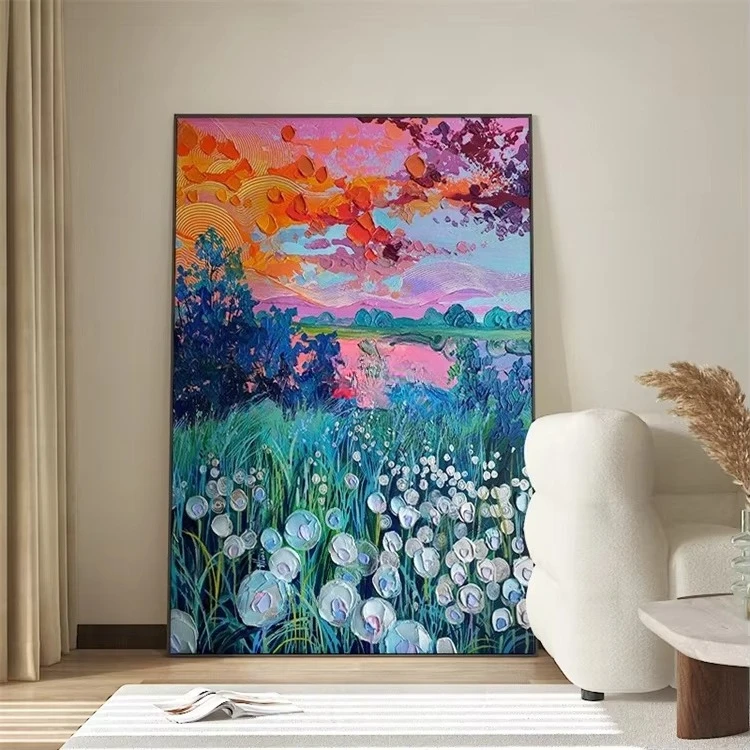 * Colorful Sunset Porch Decorative Painting Vertical Version Modern Simple Atmosphere Corridor Painting