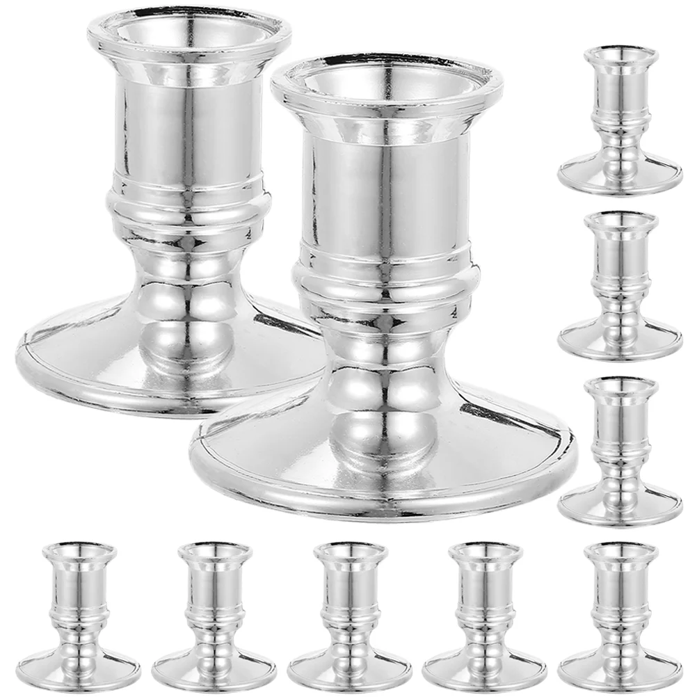 10 Pcs Electronic Base Candlestick Taper Holders for Candlesticks Indoor Tealight Stand Plastic Candleholder Wedding