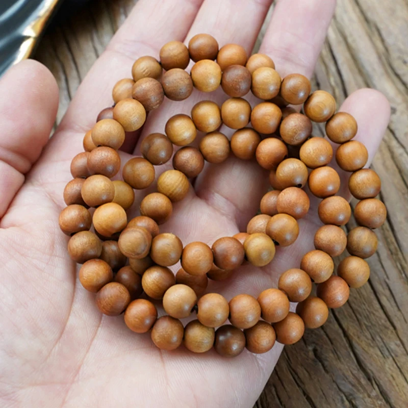 Natural Date Wood Beads for Jewelry Smooth Brown Wood Grain Loose Wood Beads 8 mm DIY Bracelet Rosary 100pcs