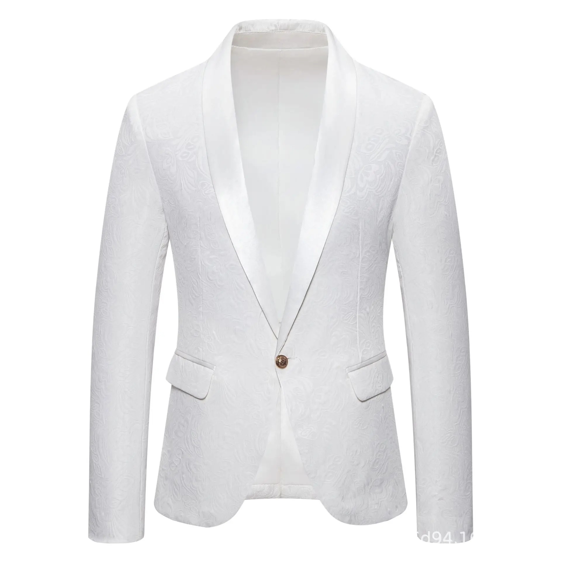 

Men's Slim Fit Blazer Satin Shawl Lapel Floral Jacquard Single Button Suit Jacket for Wedding Party Prom Formal Occasions