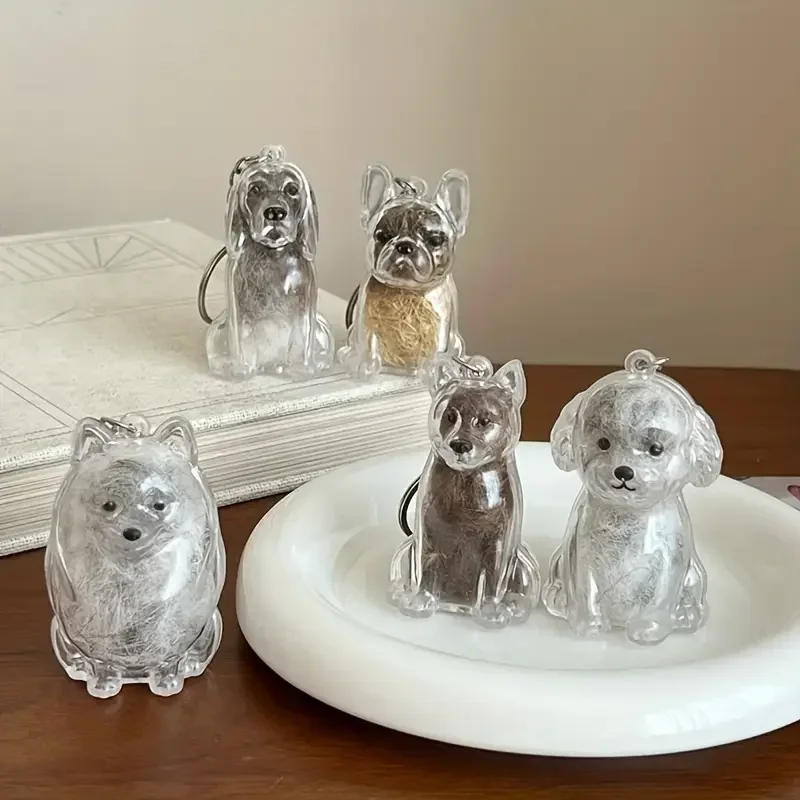 Dog Hair Storage Box Puppy Hair Memorial Keepsake Capsule Pet's Dog/Cat Fur Container Transparent Capsule Keychain Souvenirs