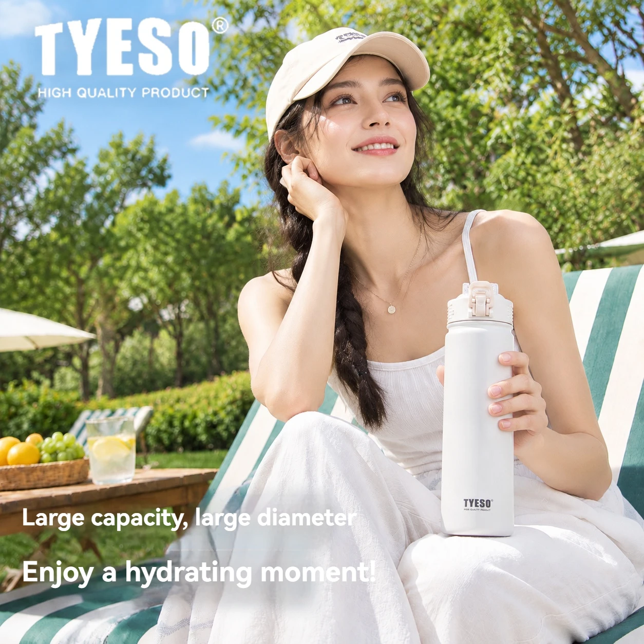 Tyeso 600/750ML Stainless Steel Vacuum Flask With Straw Car