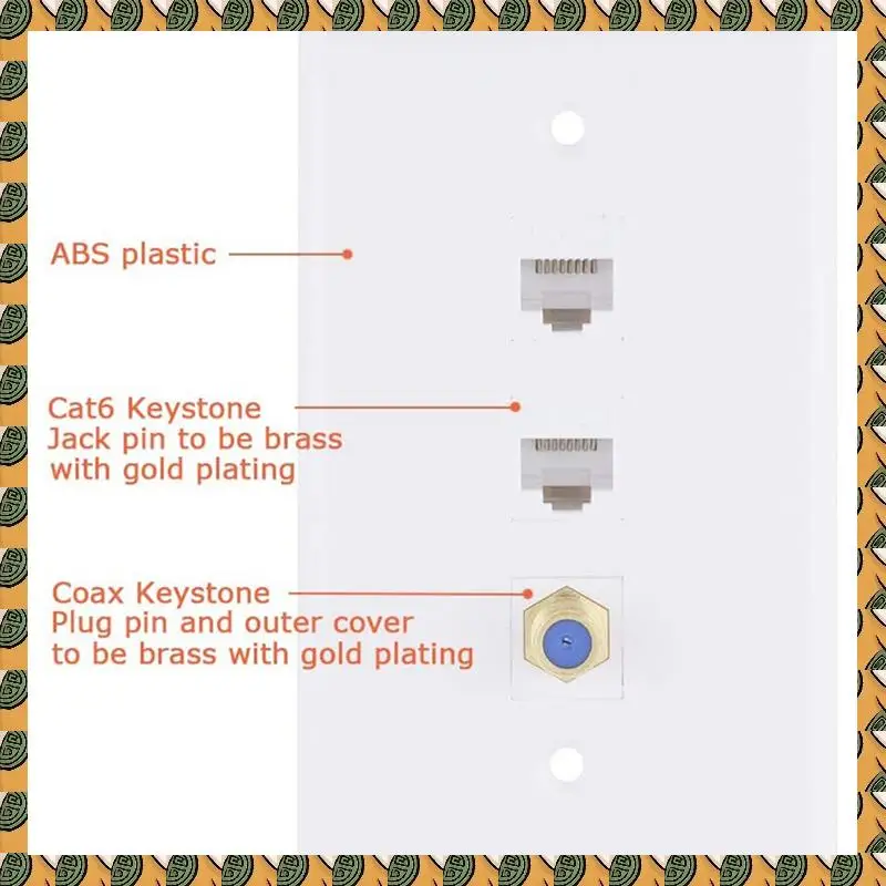 

A77I 3X Ethernet Коаксиальная настенная панель, 2 порта Cat6 RJ45 Keystone и 1 порт F-типа Коаксиальный разъем Keystone «мама-мама»