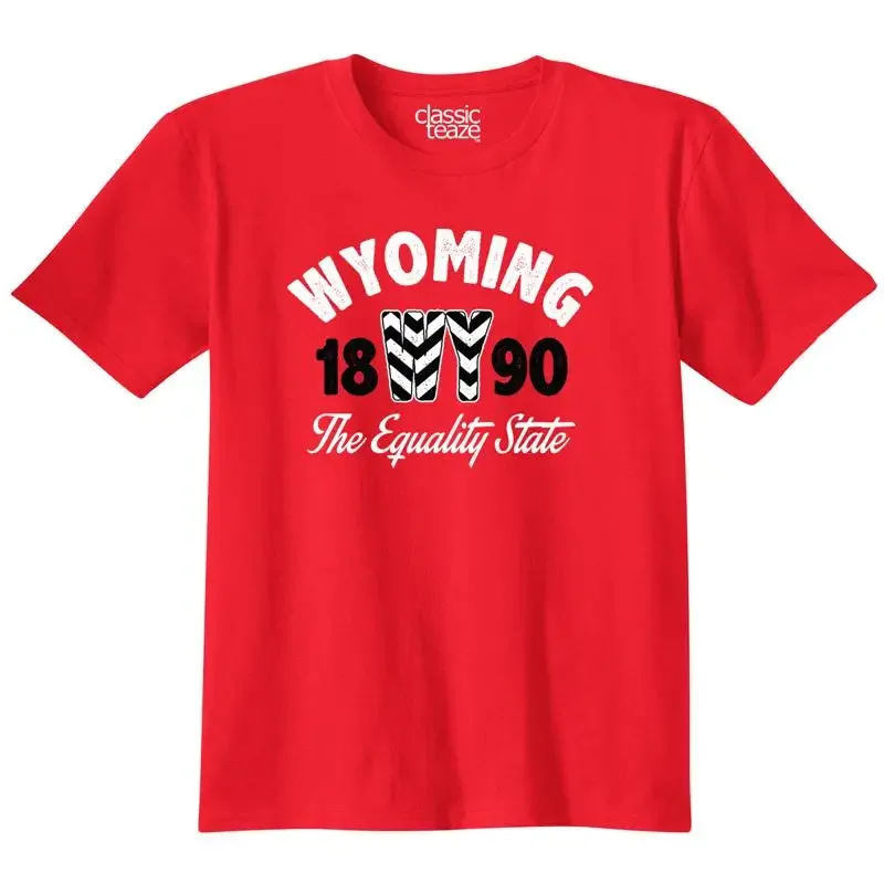 Wyoming The Equality State WY Chevron 1890 Womens Graphic Crewneck T Shirt Tee