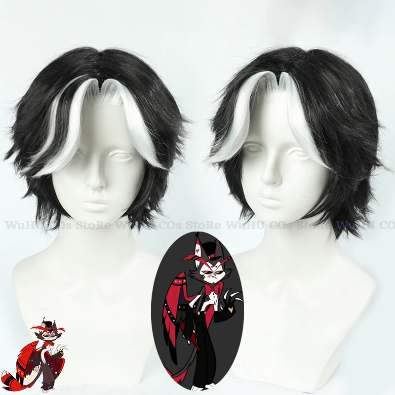 Husk Cosplay Costume Uniform Hazbin Cosplay Hotel Husk Halloween Party Cosplay Costume Black Outfits With Hat Ears Eyebrows Prop