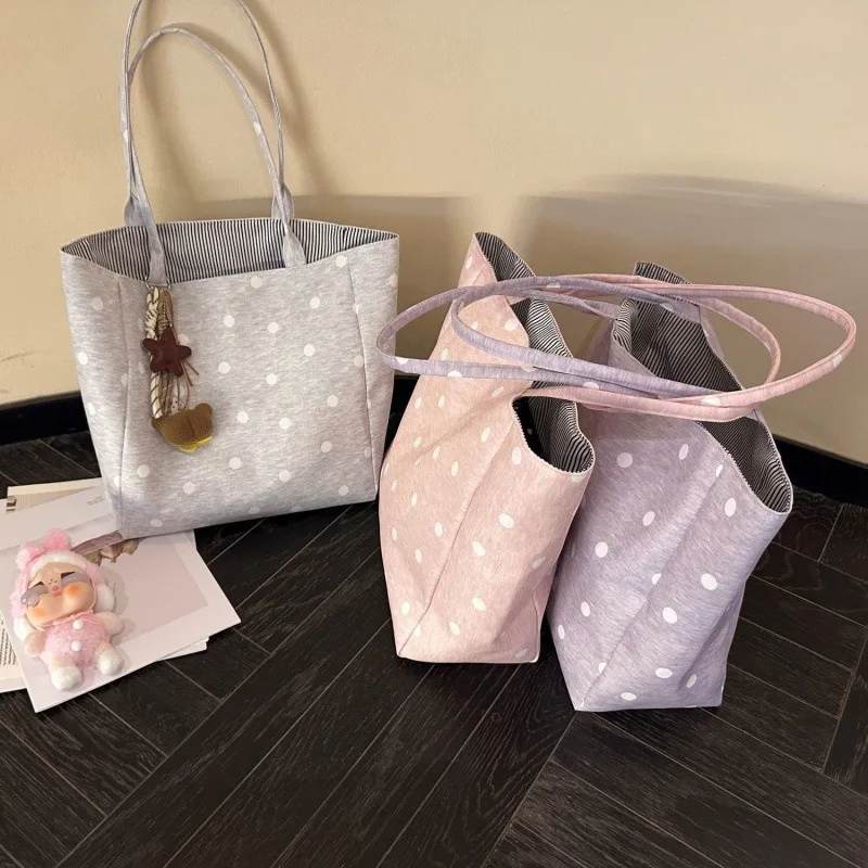 Polka Dot Large Capacity Tote Bag for Moms Office, New Versatile Shoulder Handheld Purse for Commute School