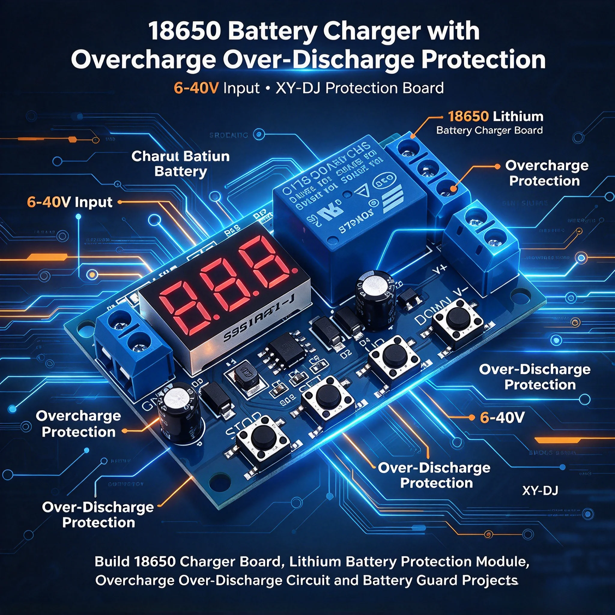 30Pcs 18650 Lithium Battery Charger Board Overcharge Over-Discharge Protection 6-40V XY-DJ