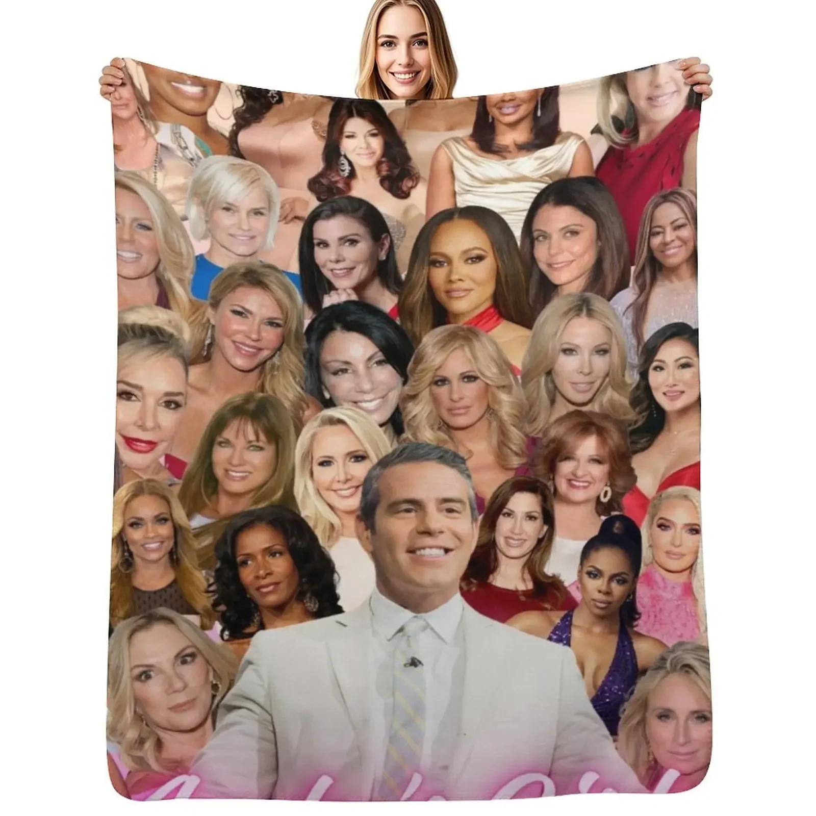 

Andy's Girls Real Housewives Bravo Collage Pink Throw Blanket Blankets For Sofas sofa bed Soft Beds Blanket