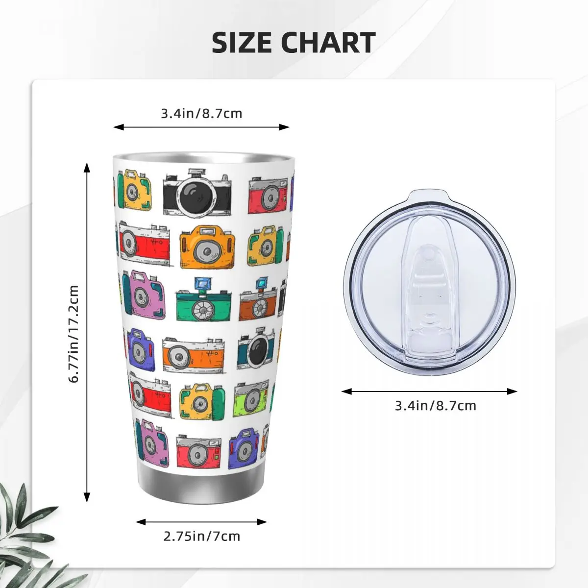 Retro Camera Stainless Steel Tumbler Vacuum Insulated Mug Thermal Cold Cups Straws With Lid 20oz