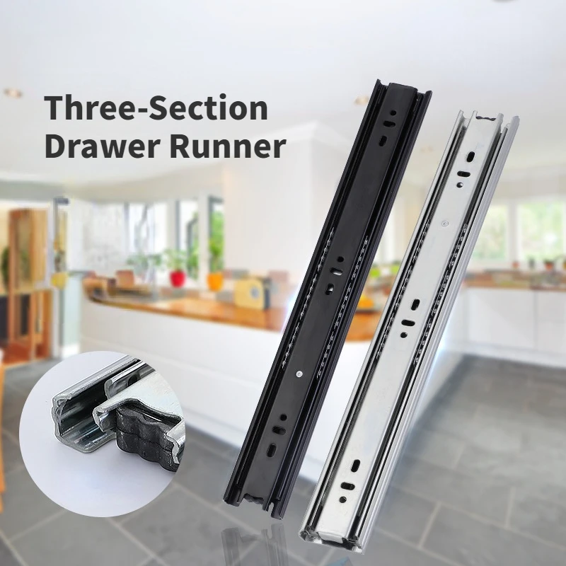 

10-22 Inch Drawer Slides Cold Rolled Steel Track Soft Close Closet Rail 45mm Cabinet Slide Home Furniture Hardware Accessories