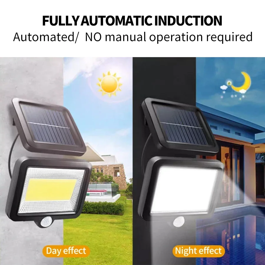 Solar Wall Light With Remote Control 100 LED 3 Mode Modes Motion Sensor Outdoor Light for Patio Deck Garage Driveway Porch Fence