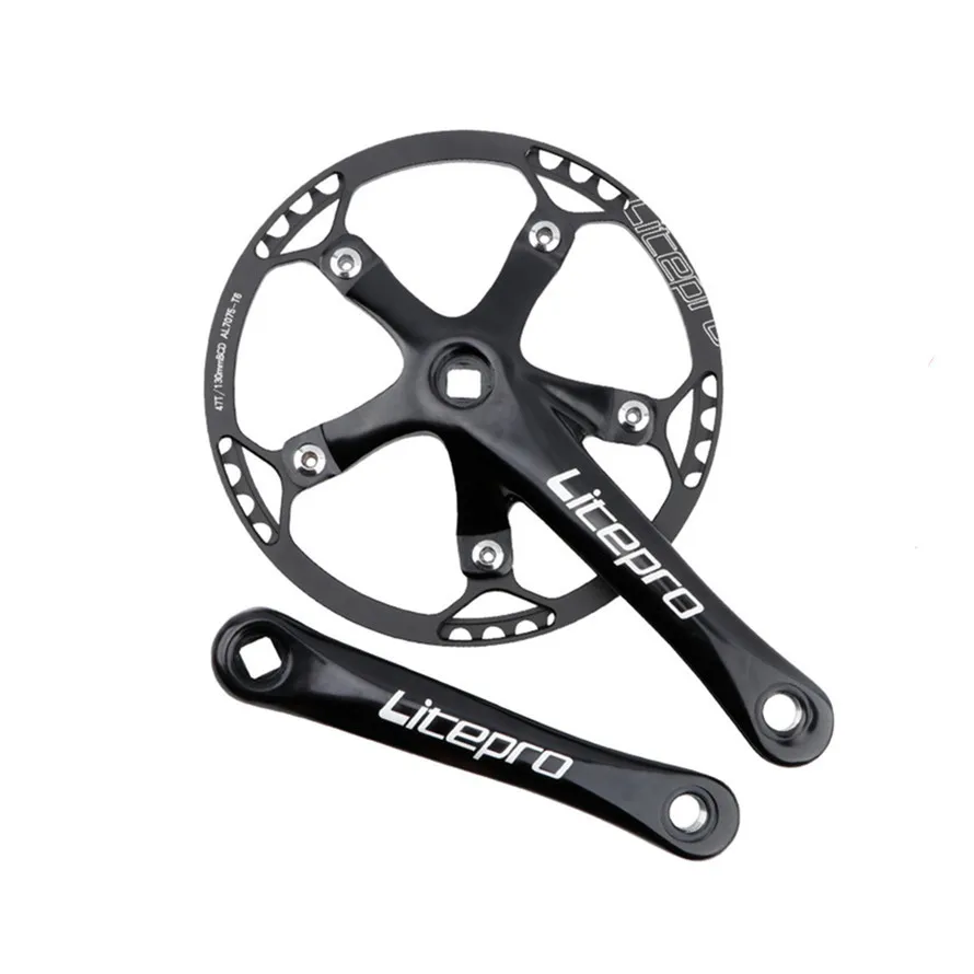 Litepro 45 47 53 56 58T Single Chainring Folding MTB Bicycle Crank BCD 130Mm Round Sprocket Road Bike Alloy Crankset