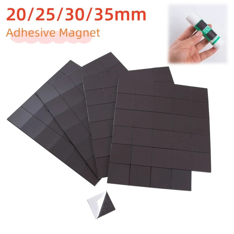 

Square Self Adhesive Magnets 20/25/30/35mm Rubber Soft Magnetic Sheet Household Refrigerator Office DIY Magnetic Sheets