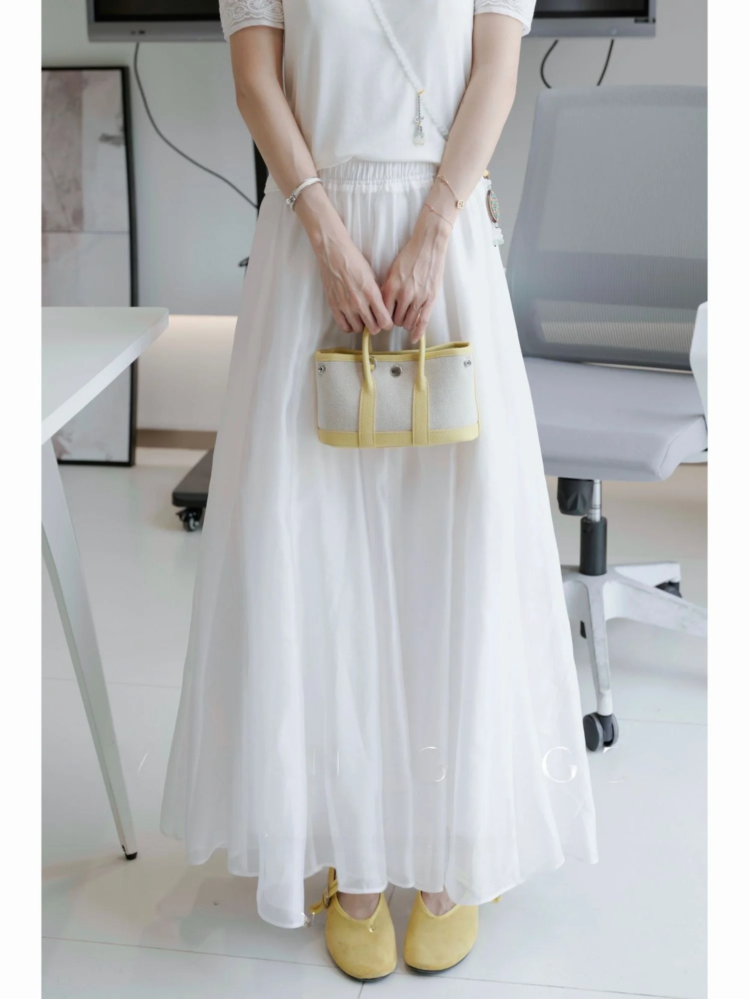 

Модная женская плиссированная юбка миди из полиэстера с эластичной талией в китайском национальном стиле, лето 2025