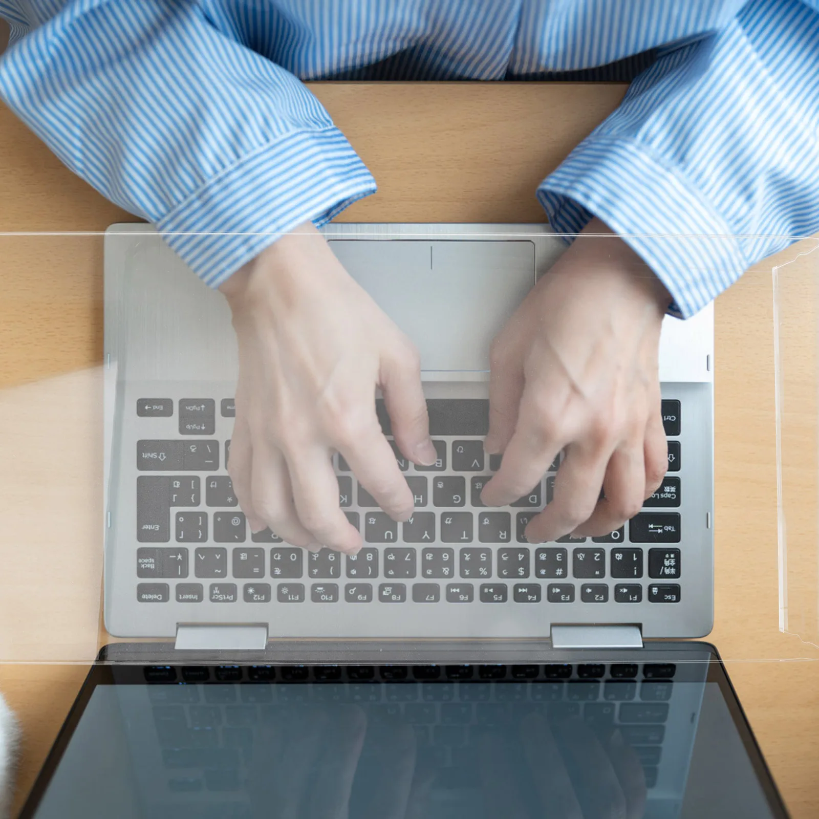 

Premium Transparent Keyboard Protector with Computer Stand Functionality Anti-Cat Cover for Keyboard and Mouse Storage Multi-Use