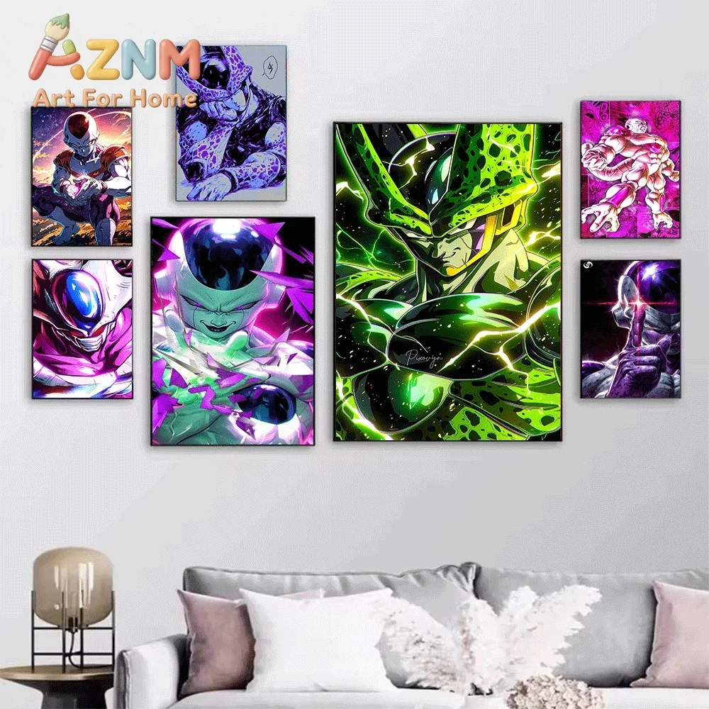 Dragon Ball Z Frieza Cell Anime Canvas Wall Art Unframed Single Canvas Print Home Decor Poster for Living Room Bedroom Art Wal