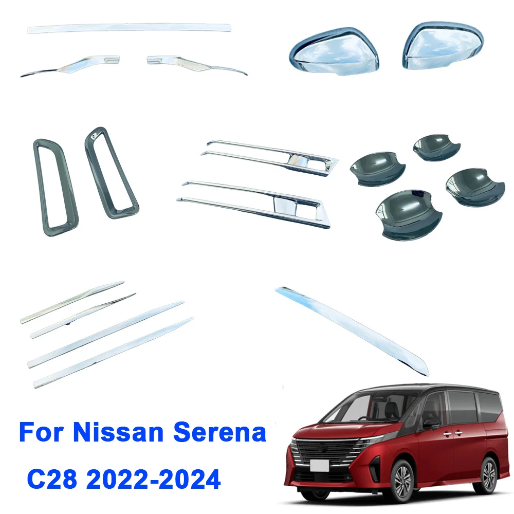 

ABS Car Side Rearview Mirror Cover Front Rear Fog Light Body Trim Door Handle Bumper For Nissan Serena C28 2022 2023 2024