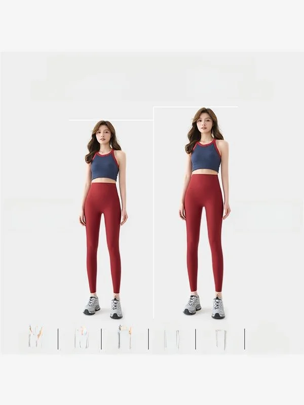 Slimming Yoga Pants Thin High-Waist Bodycon Base Layer Pants Fashion  Color Shark Bite Pants Women's Outerwear