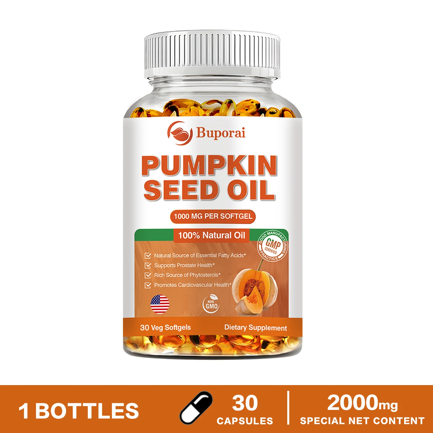 Pumpkin Seed Oil - Promotes Hair Growth, Urinary Tract and Prostate Health, Cardiovascular Support