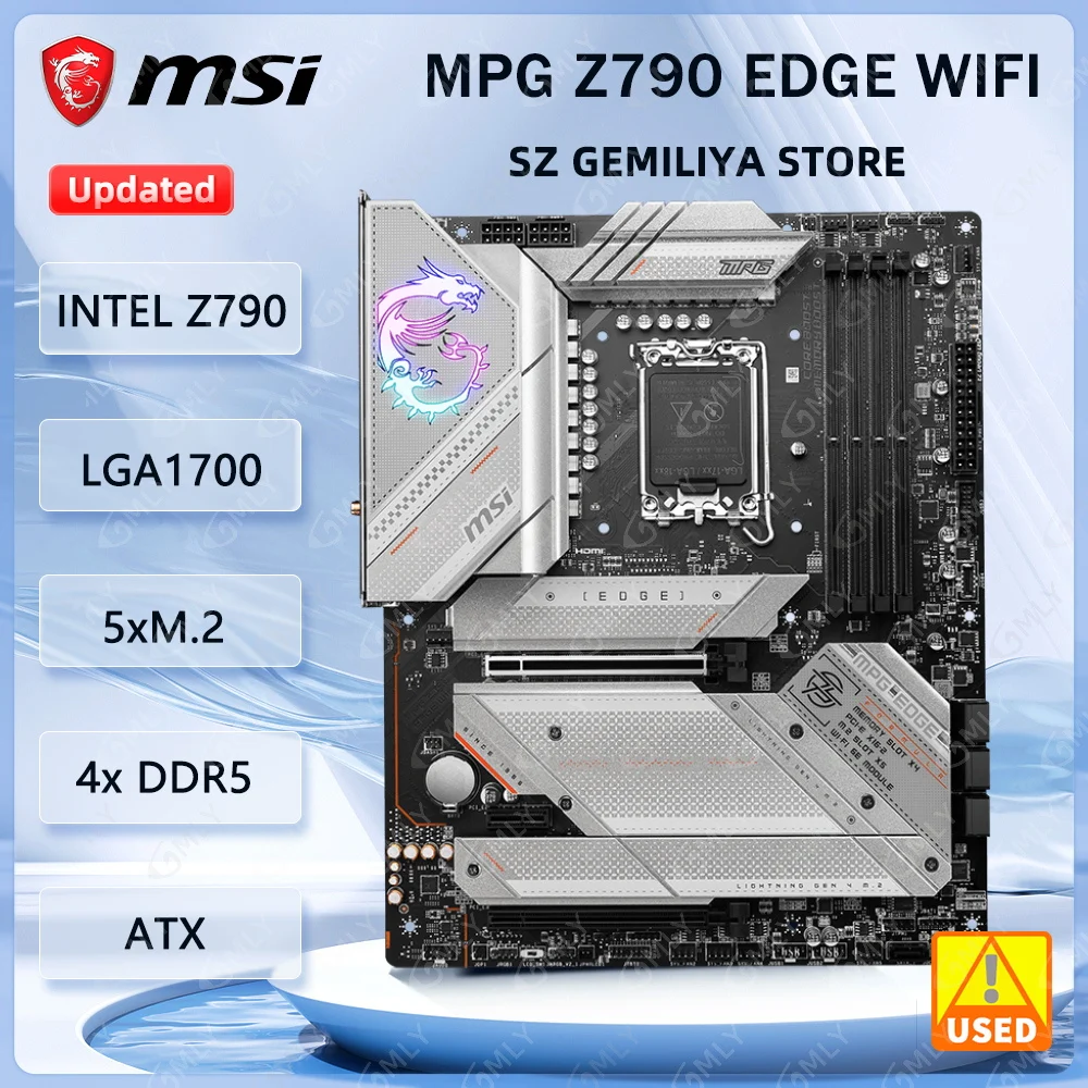 

MSIMPG Z790 EDGE WIFI INTEL Z790 Материнская плата LGA1700 DDR5 256 ГБ 5xM.2 SSD поддержка i9-14900 i5-13600 i7-12700F i3 12100