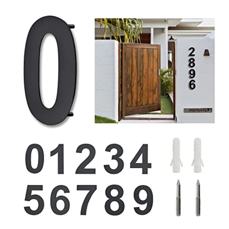 

Inch House, Floating Stainless Steel Home Street Sign, Large Address Numbers with Screws, Easy to Install, Matt Black