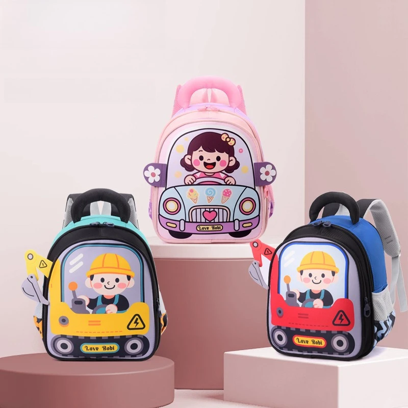 

Oxford Cloth Durable and Cute Student Backpack with Cartoon Color-Contrast Waterproof Design for Children