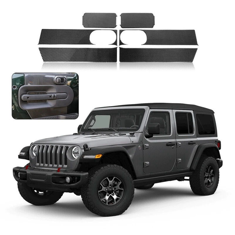 

Front Inner Door Cover Car Door Cover Trim Sticker Decoration Carbon Fiber For Jeep Wrangler JK 2007-2010 Accessories