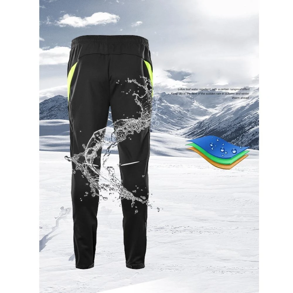 Pantalon de vélo en polaire thermique pour homme et femme, coupe-vent, collant réfléchissant, vêtement de sport, cyclisme, Long, hiver