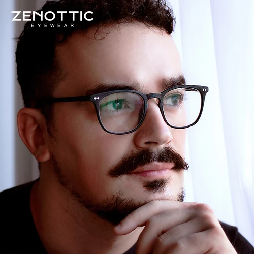 Imagen 2 del producto Gafas graduadas cuadradas de acetato ZENOTTIC, gafas ópticas progresivas de montura completa para hombres, gafas para miopía con luz azul