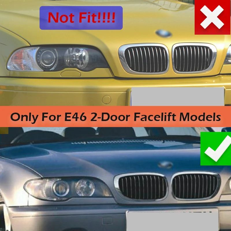 Front Bumper Chrome Silver Black Racing Grille M Tech Grill For BMW 3 Series E46 LCI Facelift 2 Door Coupe Convertible 2003 Up