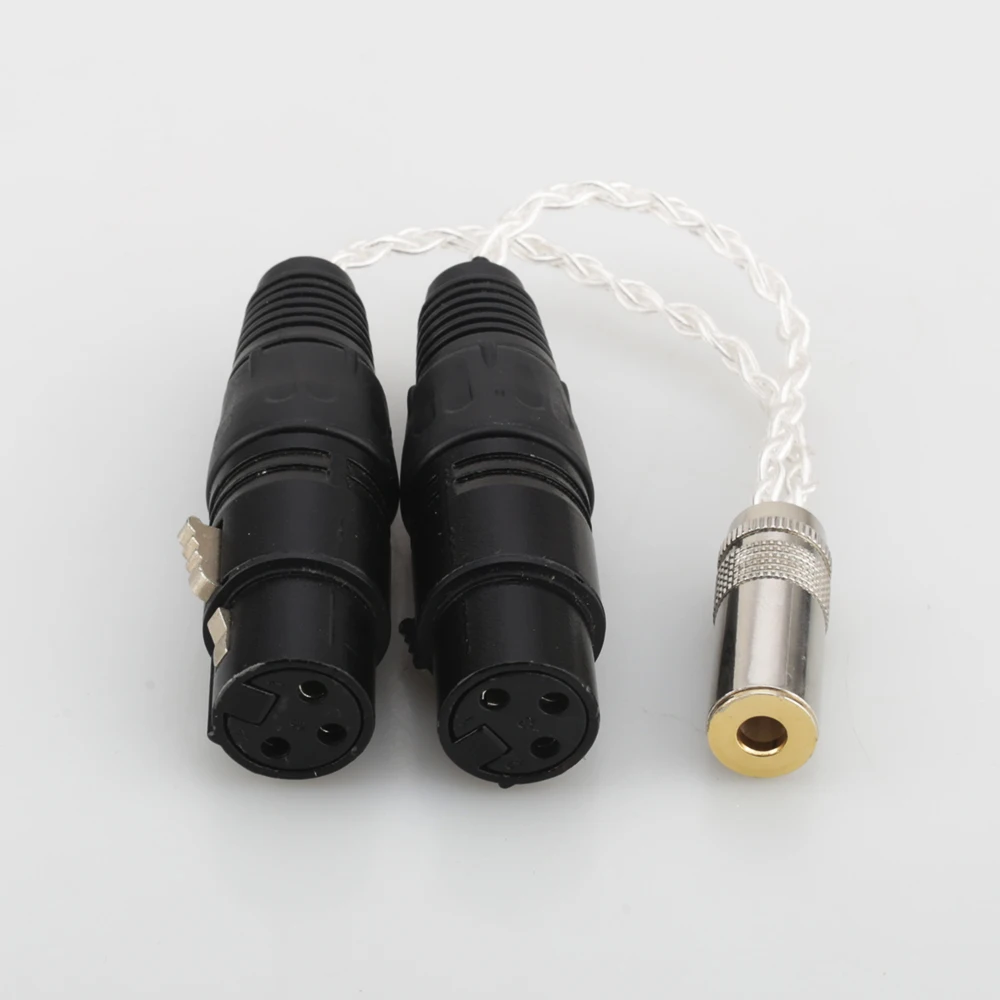 Audiocrast 8 Cores Silver Plated 4.4mm Balanced Female to Dual 2x 3pin XLR Female Audio Adapter Twisted Balance Cable