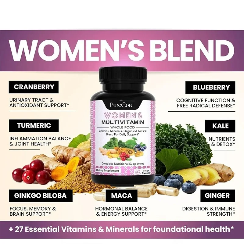 Contains Organic Whole Food Based Natural Ingredients, Ginger, Various Vitamin B Complexes, Energy Support, 60 Capsules