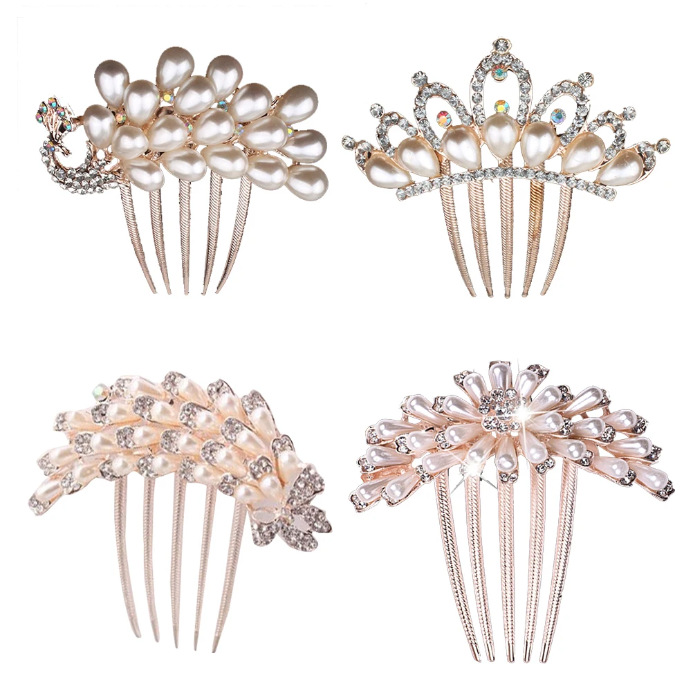 

4 Pcs Bridal Hair Comb for Women Rhinestone Tuck Accessories Crystal Side Combs