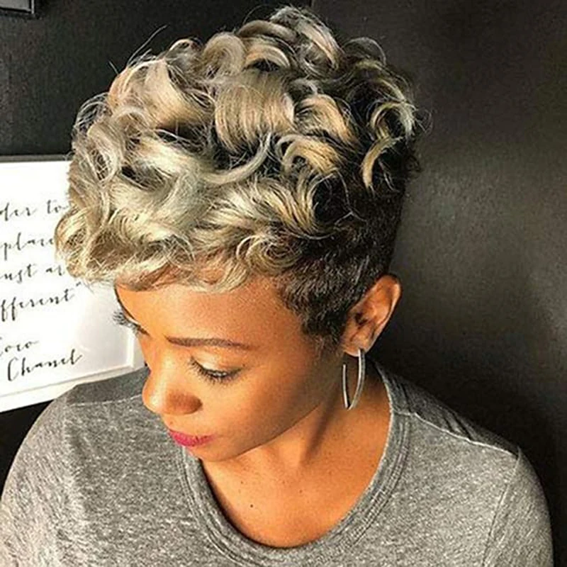 HAIRChain-Perruque synthétique courte et bouclée pour femmes, cheveux afro-jeunesse