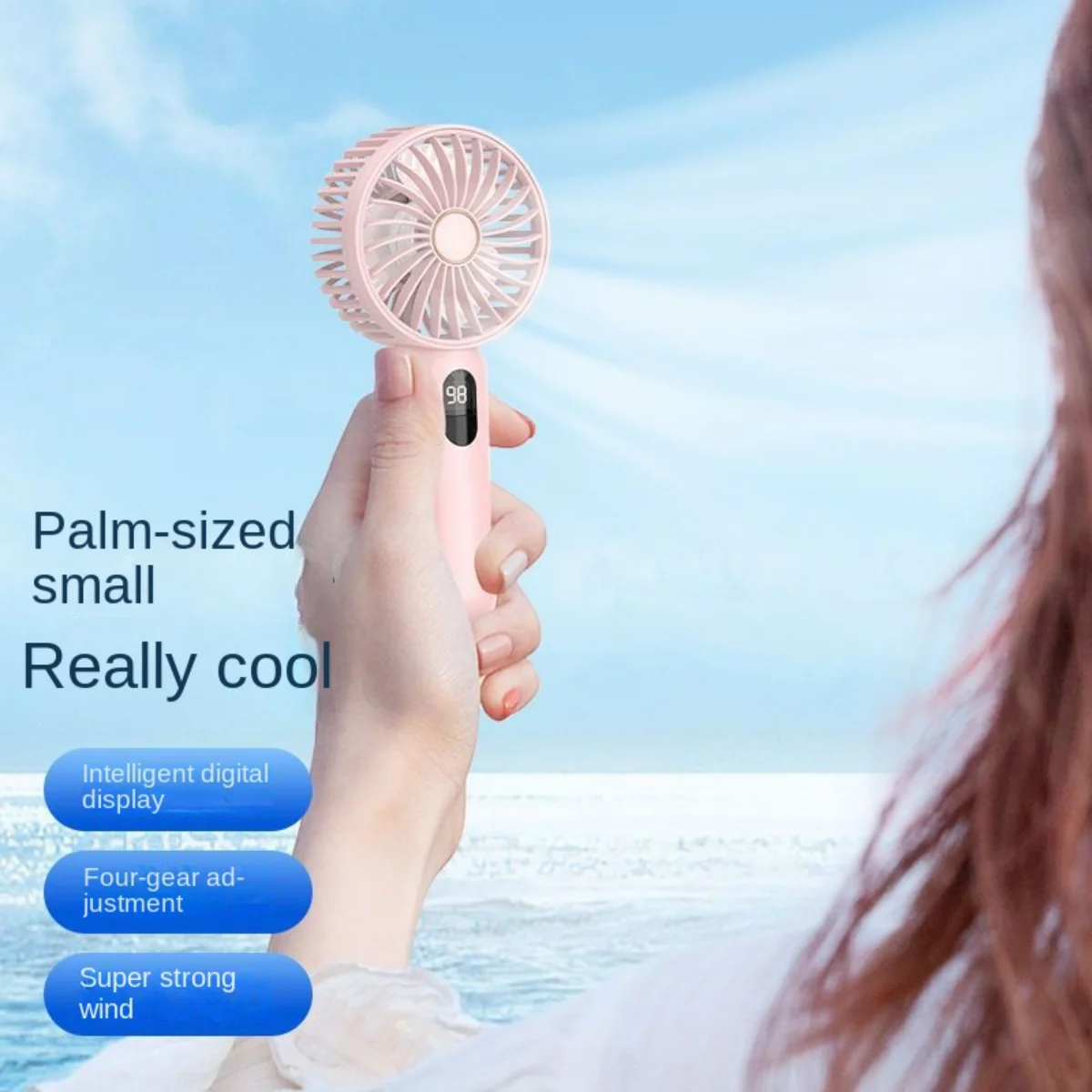 Digital Display Mini Fan USB 1200 Mah Handheld Cute Small Electric Fan Portable Student Cooling Pocket Fan Outdoor Hand fan