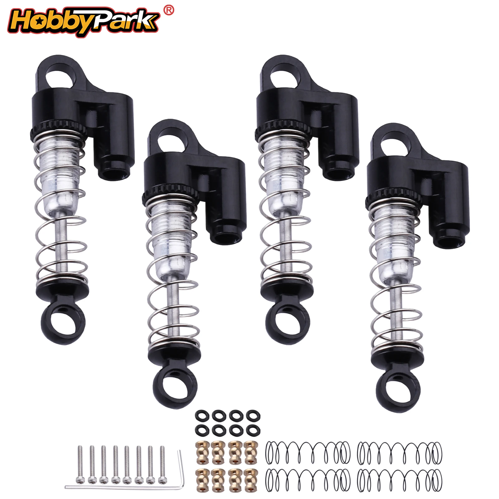 

HobbyPark Aluminum Shocks Absorber Full Metal Dampers Upgrade Parts for Axial SCX24 1/24 RC Crawler Car Front & Rear (4pcs)