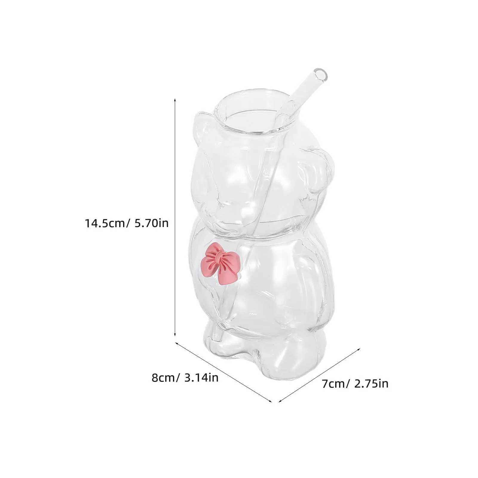 4Pcs Bear Straw Cups Animal Shaped Glass Mug Party Decor Home Use Cute Drinkware Iced Coffee Juice Glass Bear Cup - view 3