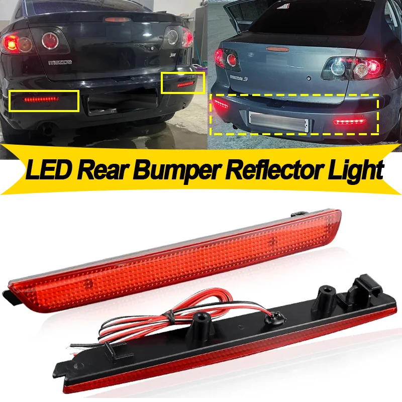 

2PCS For Mazda 3 2007 2008 2009 LED Black Rear Bumper Reflector Brake Stop Light OEM# BN8R515L0B