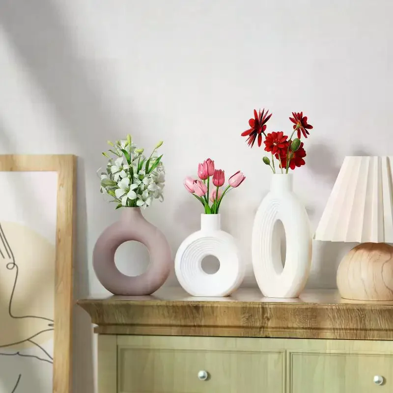 Nordic Donut Shape Vase Silicone Mold Flower Pot Mould Mini Flower Arrangement Vase Jar Plaster Resin Molds Home Decor