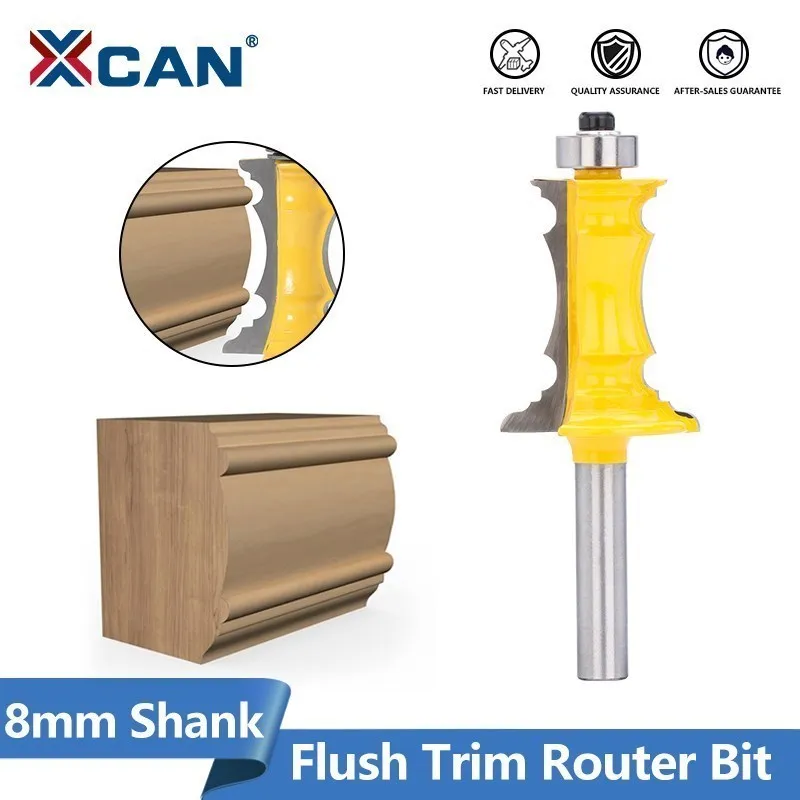 XCAN Milling Cutter 8mm Shank Miter Frame Molding Router Bit Line Knife Door Knife Tenon Cutter for Woodworking Tools