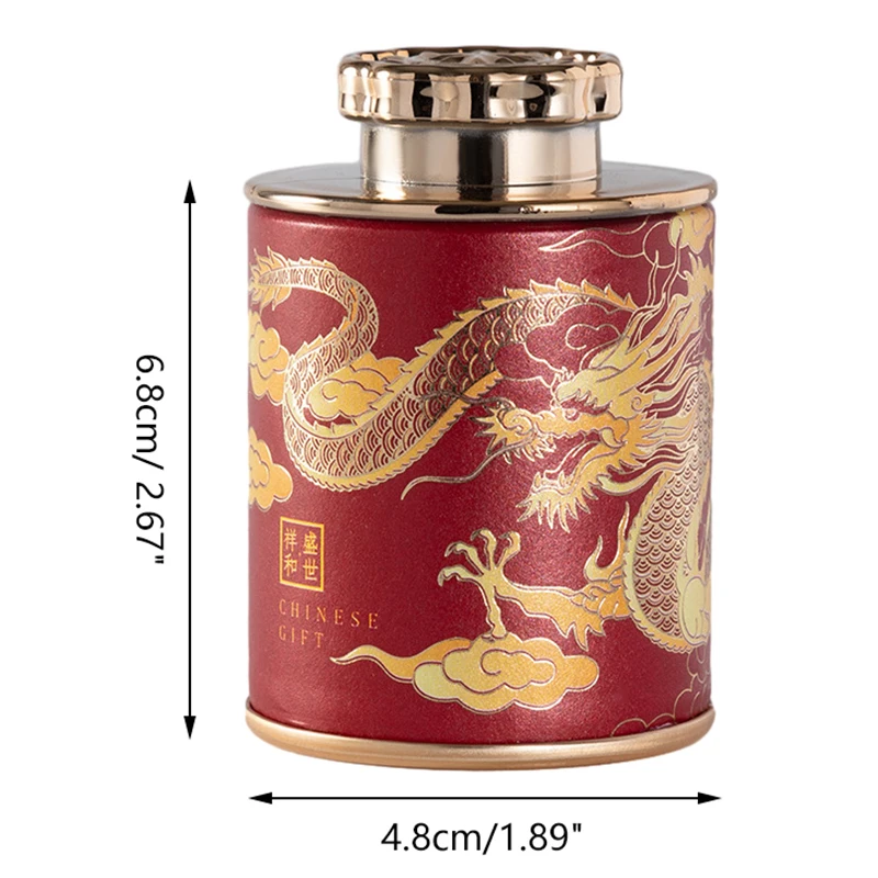 Dragon Mini Empty Tea Tin Can Household Green Black Tea Sealed Jar Portable Travel Small Tea Packaging Box Paper Storage Can^..