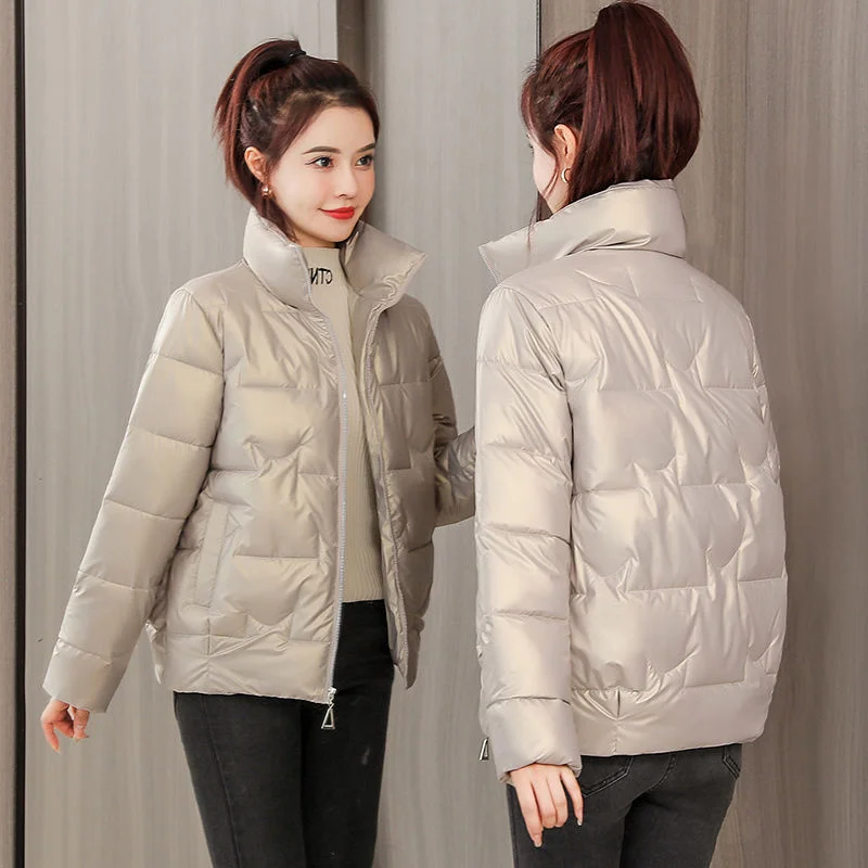 Winter Fashion Glossy Women\'s Jacket New Cotton Padded Loose Short Thick Warm Casual Parka Women\'s Coat Winter Clothes Women