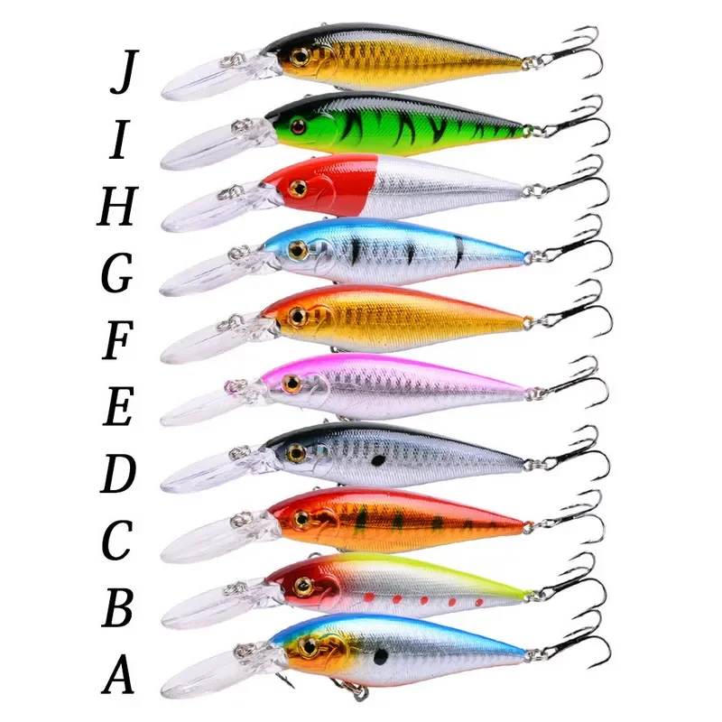 1PCS Colorful Stripe Pattern 11cm 10.5g Hard Bait Minnow Streak Fishing lures Bass Fresh Water Hook Diving Perch Wobbler Fish