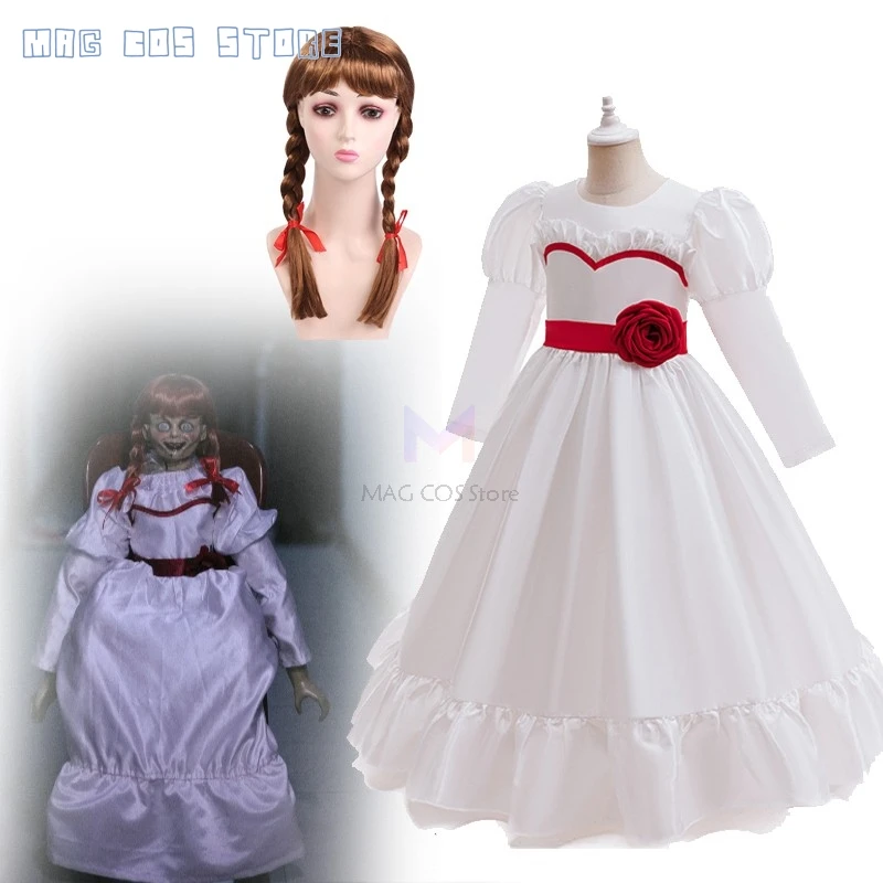 

Halloween Costume Halloween Outfit Movie Kids Conjuring Girls Annabelle Cosplay Costume wig Dress Same-Style Costume Anime Cosp