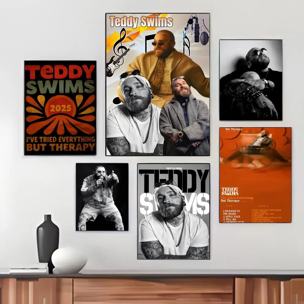Soul Pop Singer T-Teddy Swims Poster Pegatina artistica HD autoadhesiva impermeable para salon dormitorio