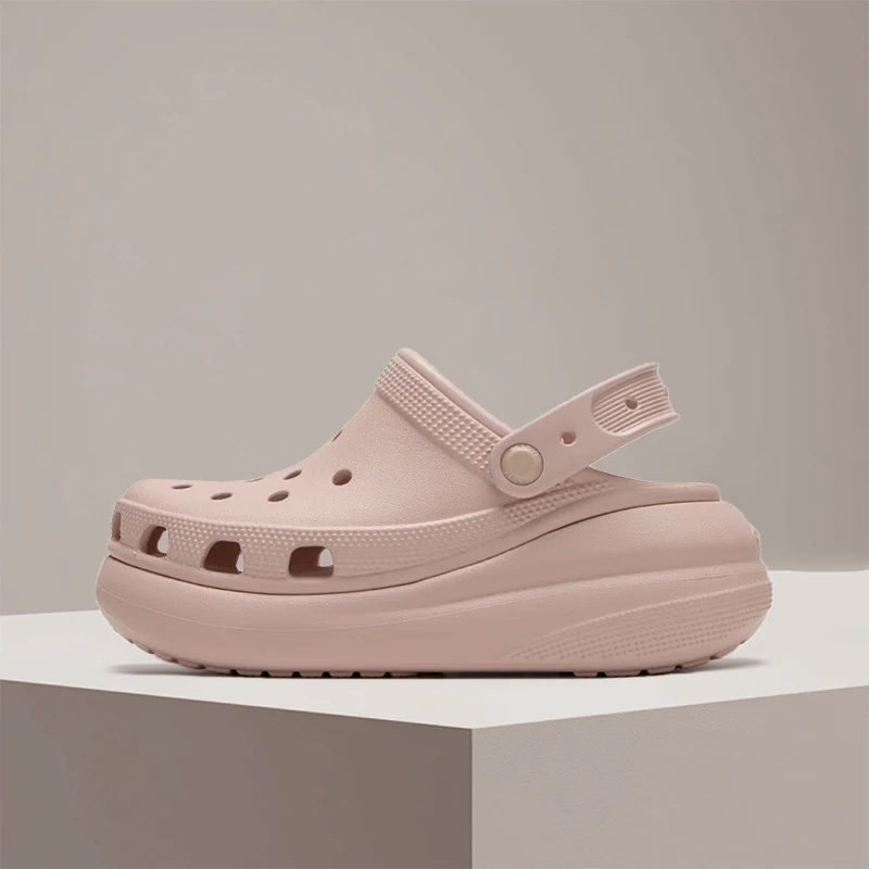 Сабо Crocs Classic Crush, кварцево-розовый цвет, модель Versa, прочная амортизирующая дышащая подошва для мужчин и женщин, стильный дизайн, артикул 207521-6UR.